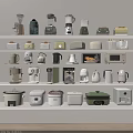 Various Modern Kitchen Appliances Showcase Stylish Designs And Types On Shelves
