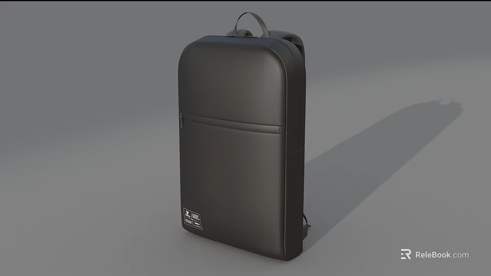 Black Leather Backpack With Minimalist Design Top Handle And Shoulder Straps 3d model