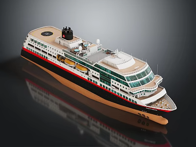 Realistic Cruise Ship Model With Decks And Reflections 3d model