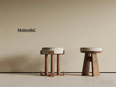 MolteniC Modern Wooden Stools With Upholstered Seats And Stylish Design 3d model
