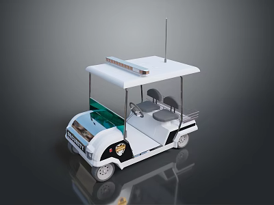 White Patrol Cart With Canopy Roof Light Bar And Front Badge Design 3d model