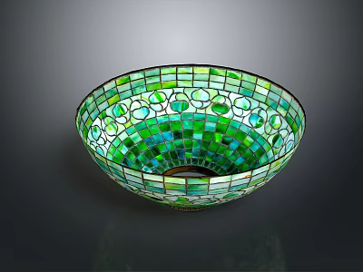 Artistic Green Blue Mosaic Glass Bowl Shaped Lighting Combination Design 3d model