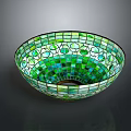 Artistic Green Blue Mosaic Glass Bowl Shaped Lighting Combination Design