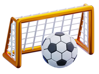 Sports Equipment Including Yellow Frame Football Goal And Black White Soccer Ball 3d model