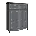 Elegant Dark Gray Wardrobe Featuring Carved Details Decorative Trim Multi Door Design and Sturdy Legs