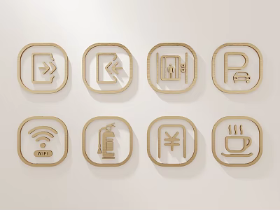 Square Frame Metal Decorative Pendants With Diverse Icon Designs For Home Decoration 3d model