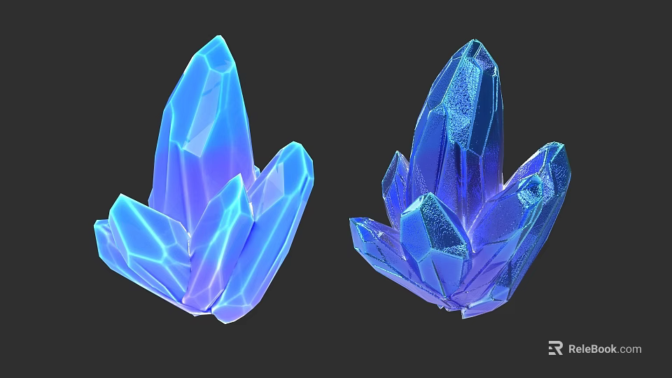 Blue Iridescent Crystal Clusters As Stunning Jewelry Decorative Design Elements 3d model 