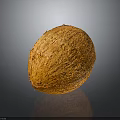 Fresh Orange Coconut With Fibrous Surface On Dark Background Showing Reflection 3d model