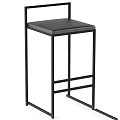 Black Metal Frame Bar Stools With Upholstered Seat And Slatted Design