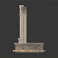 Ancient Classical Stone Arch Structure And Circular Basin Decor Elements 3d model
