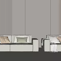 Modern Combination Sofa Double Single Sofa 3d model
