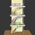 Detailed Spiral Staircase Model With Multi Level Platforms Wooden Steps White Railings And Yellow Walls