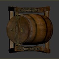 Wooden Barrel Water Barrel Old Wooden Barrel Water Barrel Pot Container Realistic 3d model