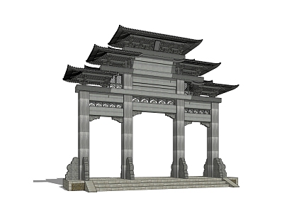 Chinese style archway door archway Huizhou style Langfang 3d model