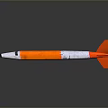 Military Missile With Orange White Body Red Tail Fins And Sharp Nose Design