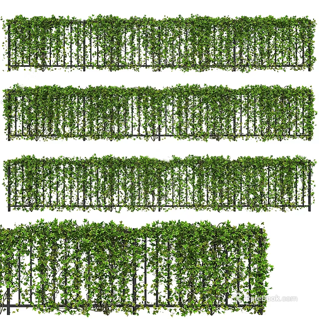 Lush Green Vines Covering Decorative Garden Fence For Outdoor Landscaping 3d model 