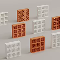 Modular Room Partitions With White And Orange Grid Design For Interior Separation 3d model
