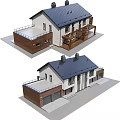 Detached Villa Exterior Design With Wooden Facade Black Roof Garage Balcony And Large Windows