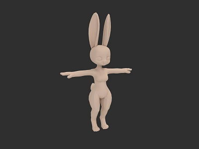 3D Rabbit Character With Long Ears Arms Outstretched Light Body And Dark Background 3d model
