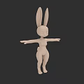 3D Rabbit Character With Long Ears Arms Outstretched Light Body And Dark Background
