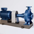 Blue Industrial Pump With Electric Motor And Base Mount Structure 3d model