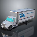White Commercial Delivery Box Truck with Blue Logo and We Deliver for You