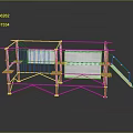 Durable Metal Frame Climbing Structure With Wooden Steps And Safety Netting For Kids Play