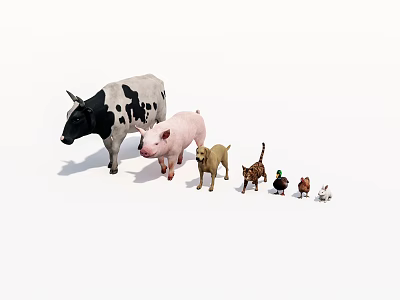 Livestock Poultry Rabbit Chicken Duck Cat Dog Pig Cattle 3d model