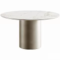 Modern Round Dining Table With White Marble Top And Metal Base 3d model