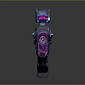 Futuristic Weapon with Neon Pink Blue Purple Lights Sci Fi Rifle Design Metallic Finish