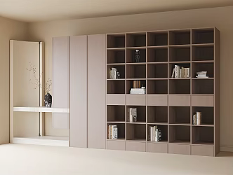 Modern full wall bookcase 3d model