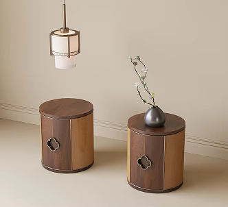 New Chinese Round Bedside Table Bedside Chandelier 3d model