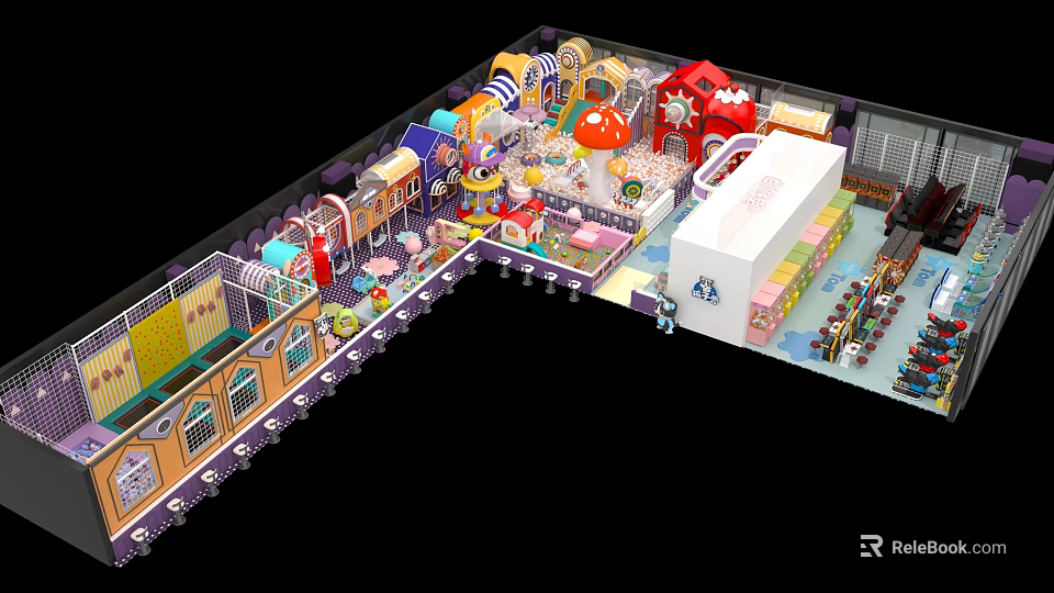 Colorful Indoor Playground With Slides Climbing Structures Interactive Zones And Safe Play Areas For Kids 3d model 