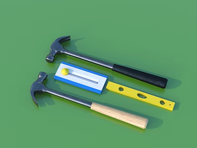 Professional Hardware Tools Including Claw Hammers Spirit Level And Durable Handles For DIY Projects 3d model