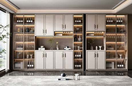 New Chinese Wine Cabinet Wine Cabinet Combination 3d model