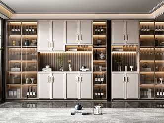 New Chinese Wine Cabinet Wine Cabinet Combination 3d model