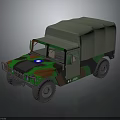 Camouflage Military Truck 3D Rendering With Green Cargo Bed And Front Headlights