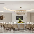Luxurious Private Dining Room With Round Table And Chandelier 3d model