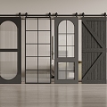 Barn door glass door 3d model