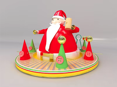 Christmas Decorative Figurine With Santa Claus In Red Outfit Holding Scroll And Cone Decorations 3d model
