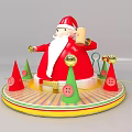 Christmas Decorative Figurine With Santa Claus In Red Outfit Holding Scroll And Cone Decorations