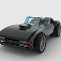 Building Blocks Black Convertible Car Model with Open Top and Detailed Design