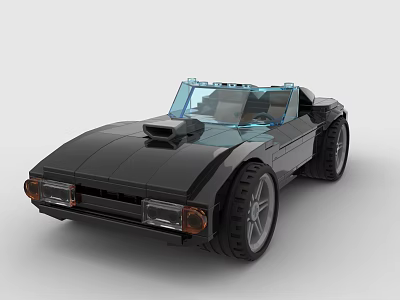 Building Blocks Black Convertible Car Model with Open Top and Detailed Design 3d model Building Blocks Black Convertible Car Model with Open Top and Detailed Design 3d model