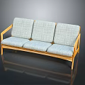 Modern Three Seater Sofa With Wooden Frame And Light Gray Cushions