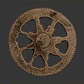 Shiny Copper Gear Mechanical Equipment With Star Shaped Design And Toothed Edge