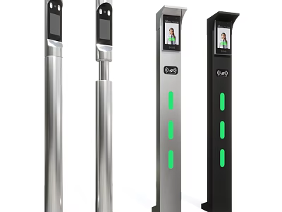 Face Recognition Access Control Devices With Different Designs Silver Black And Screens 3d model
