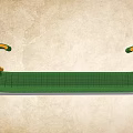 Green And Yellow Architectural Component With Ornate Curved Ends And Intricate Patterns