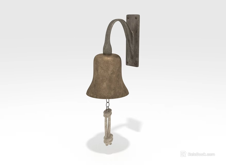 Vintage Wall Mounted Metal Bell With Ornate Pendulum And Classic Decorative Design 3d model 