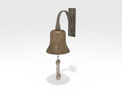 Vintage Wall Mounted Metal Bell With Ornate Pendulum And Classic Decorative Design 3d model