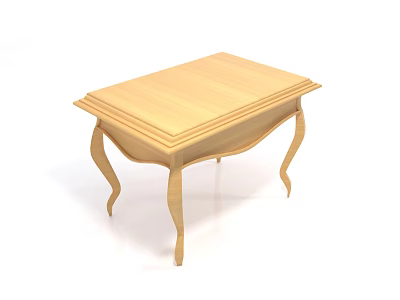 Elegant Wooden Coffee Table With Curved Legs And Rectangular Smooth Top 3d model